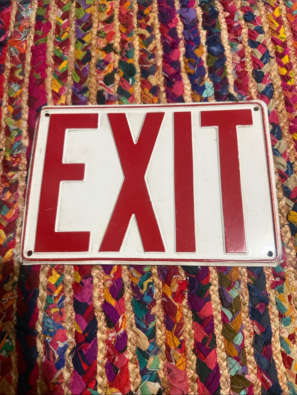 Vintage Red and White EXIT Wall Sign – Decorative Home Accent
